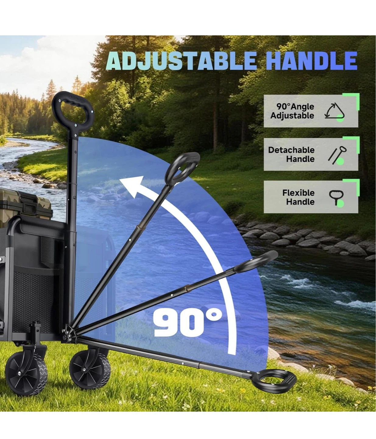 280LBS  Wagon Cart Wheels Heavy Duty Folding Utility Wagon C280 - photo 5
