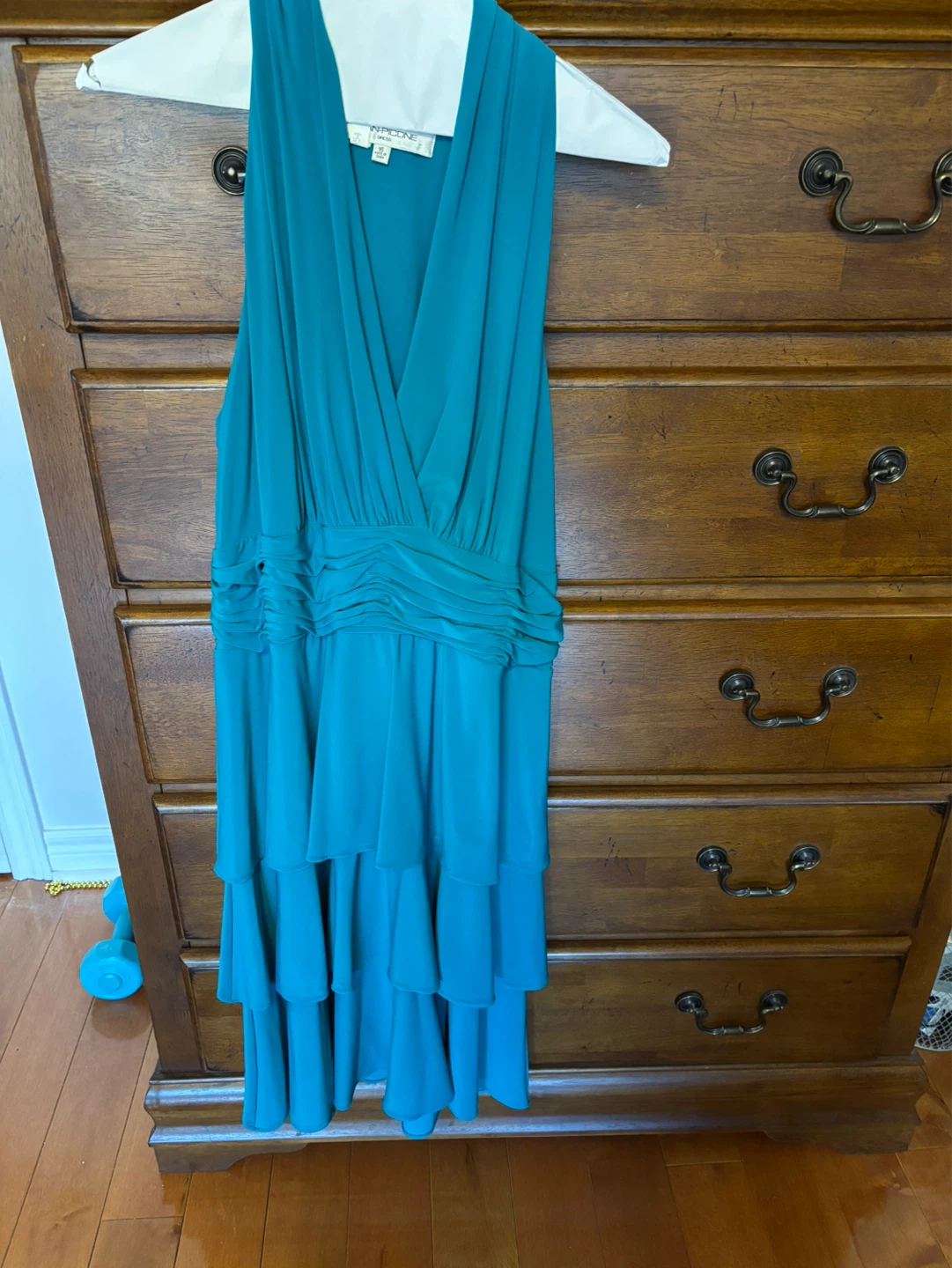 Teal Tiered V-Neck Dress