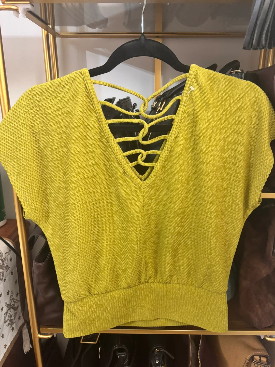 Fortune + Ivy Textured Top with Criss-Cross Back - Size S - photo 2