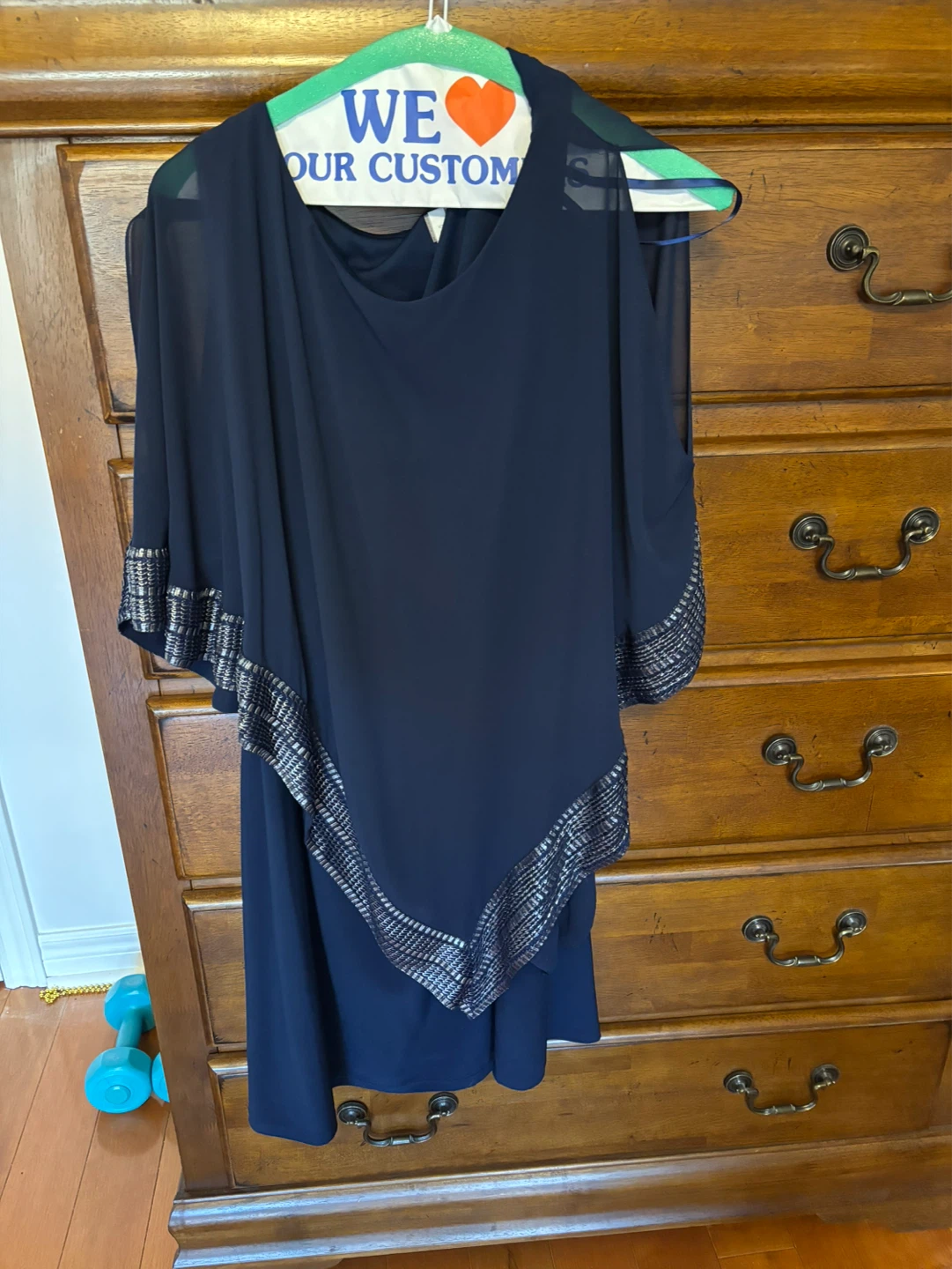 Navy Blue Dress with Silver Embellishments