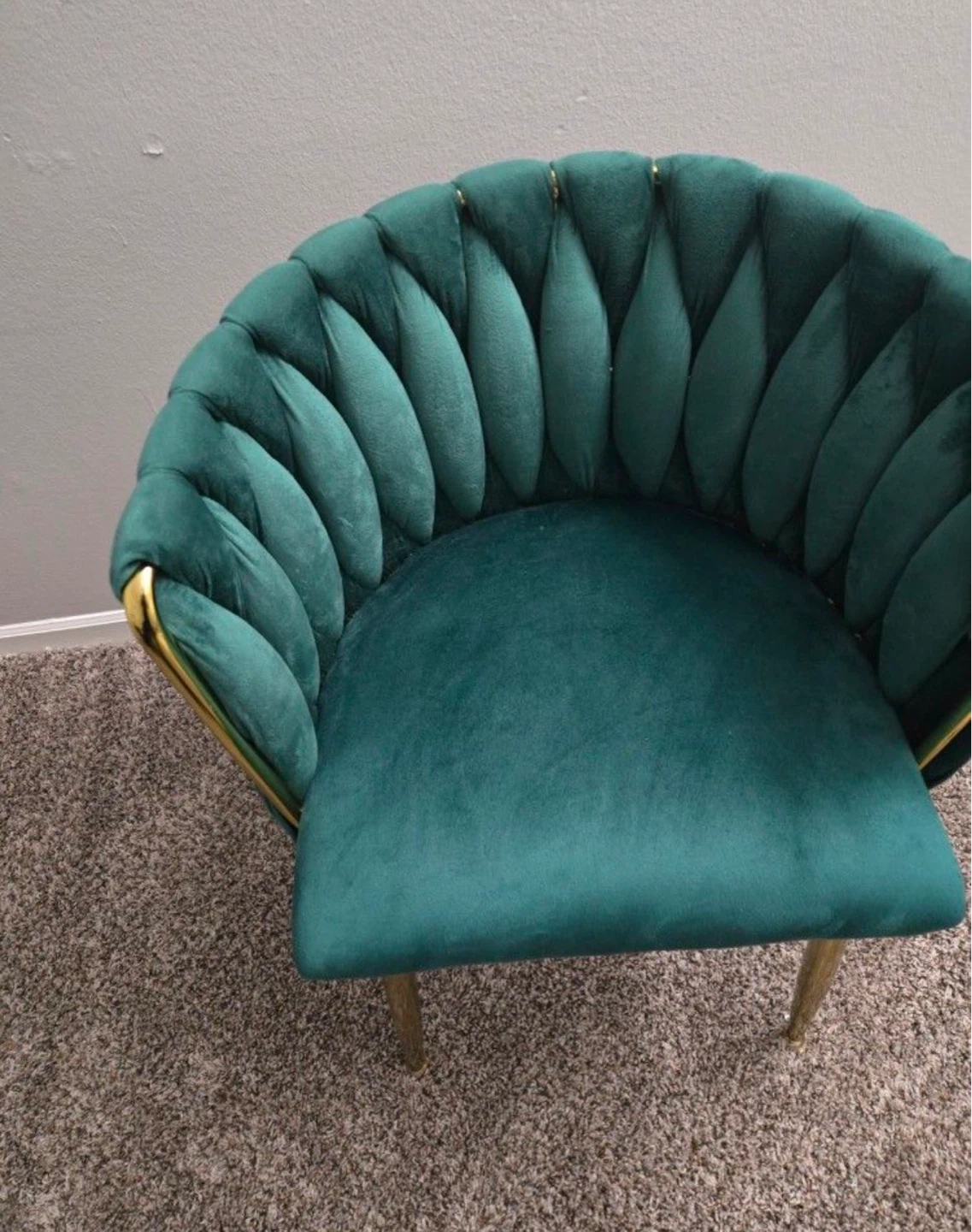 Set of 4 Fancy Teal Velvet Accent Chairs with Gold Legs - photo 3