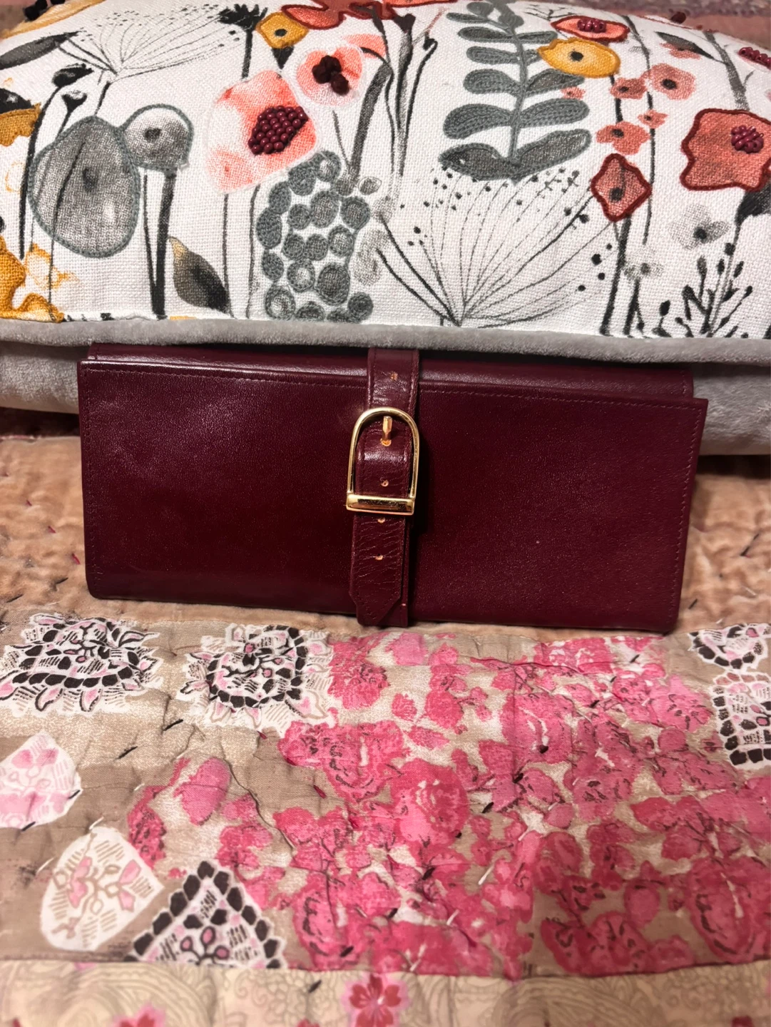 Lodis Burgundy Leather Jewelry Travel Case