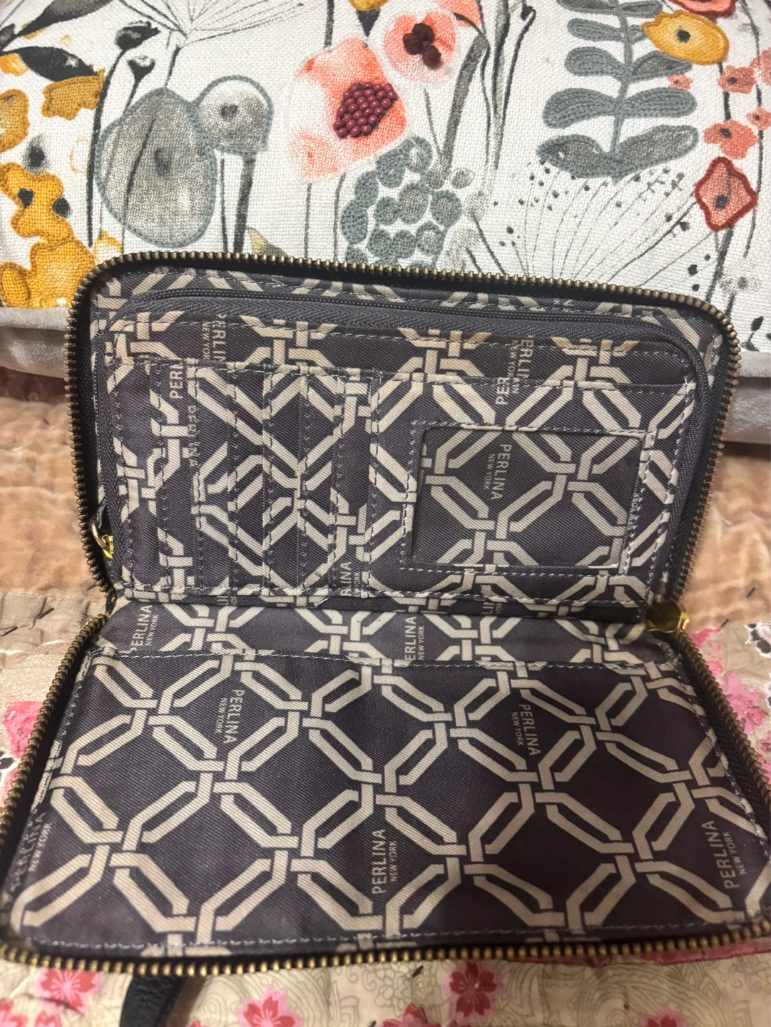 Perlina New York Black Leather Zip Around Wallet - photo 3