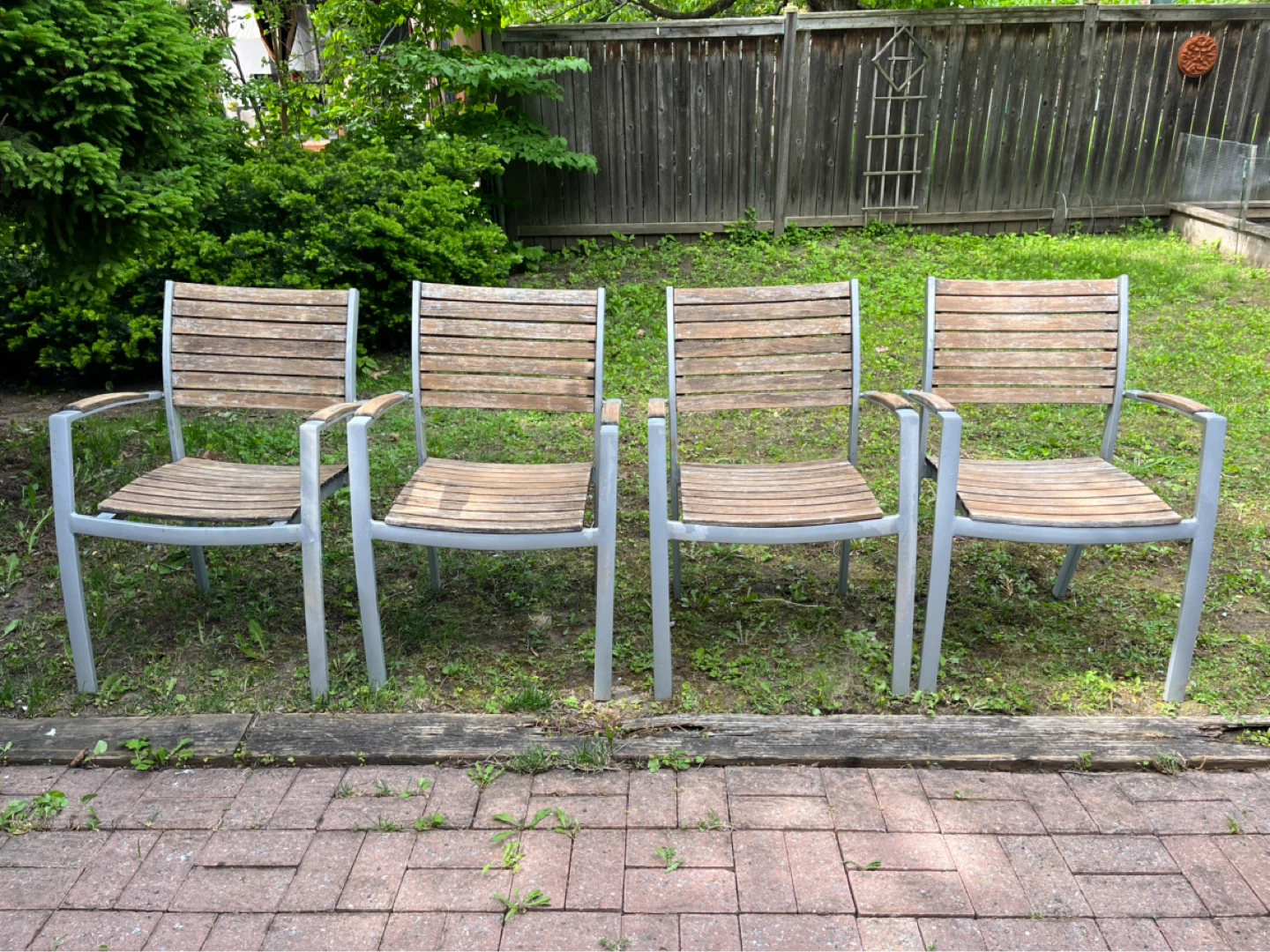 Wood and Metal Patio Chairs (4 available)