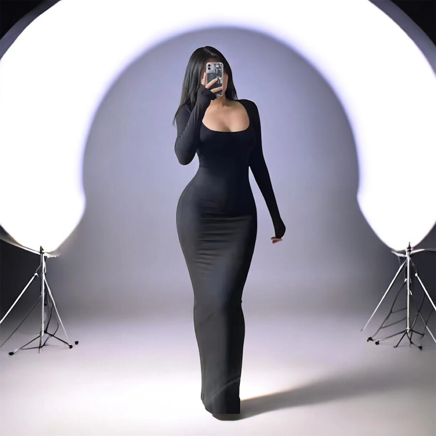 Black Long Sleeve Maxi Dress