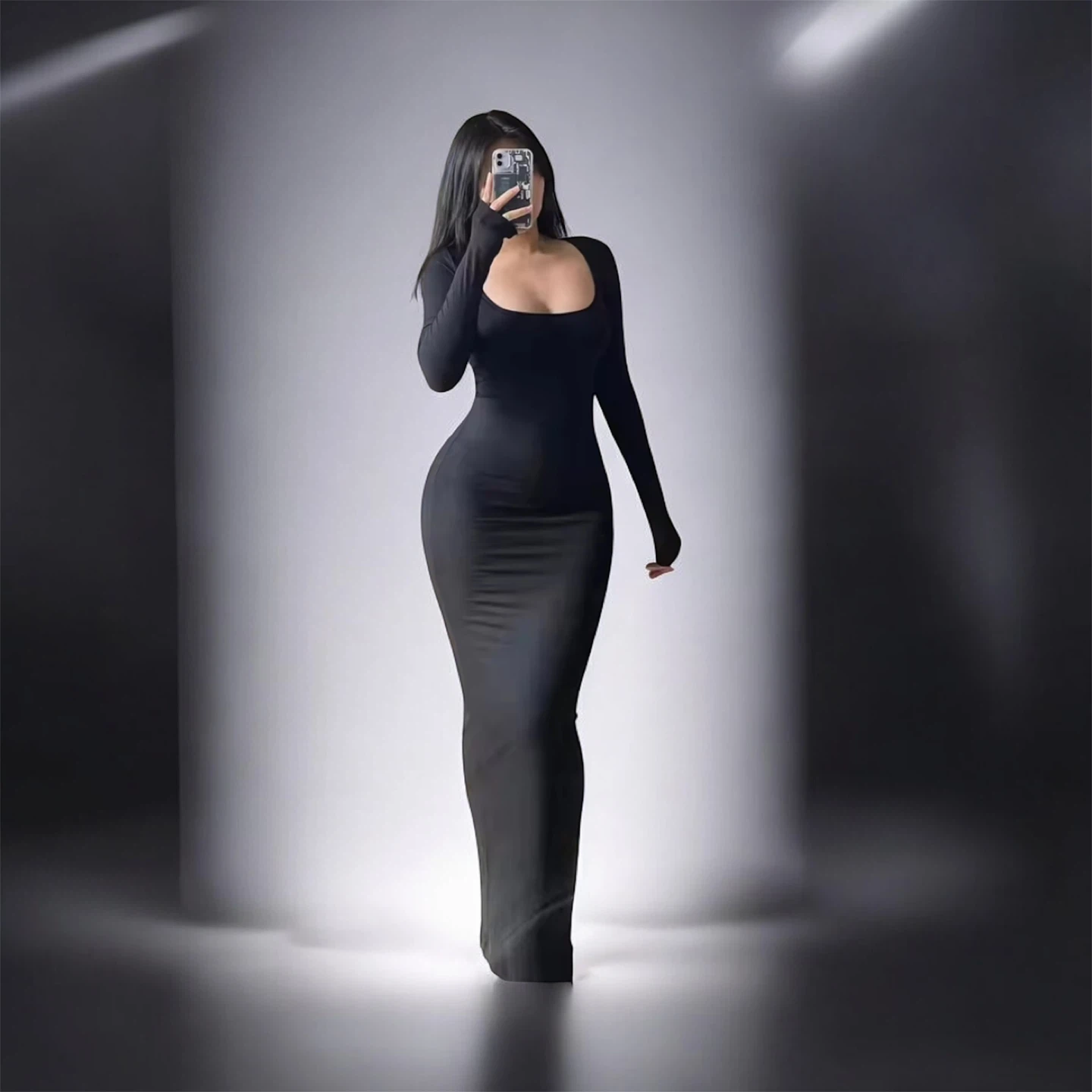 Black Long Sleeve Maxi Dress - photo 2
