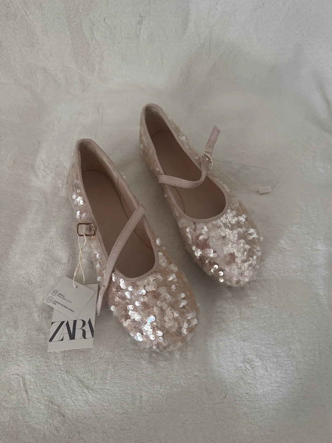 Zara Sequin Ballet Flats - Size 6