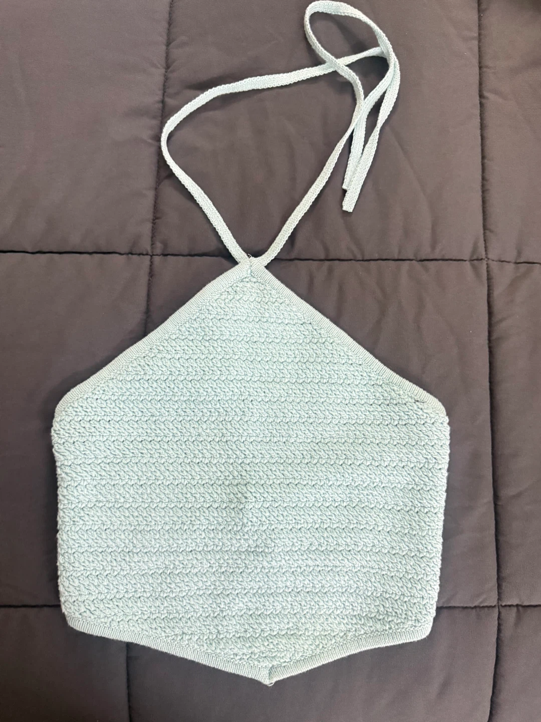 Crochet Light Blue Halter Crop Top - photo 3