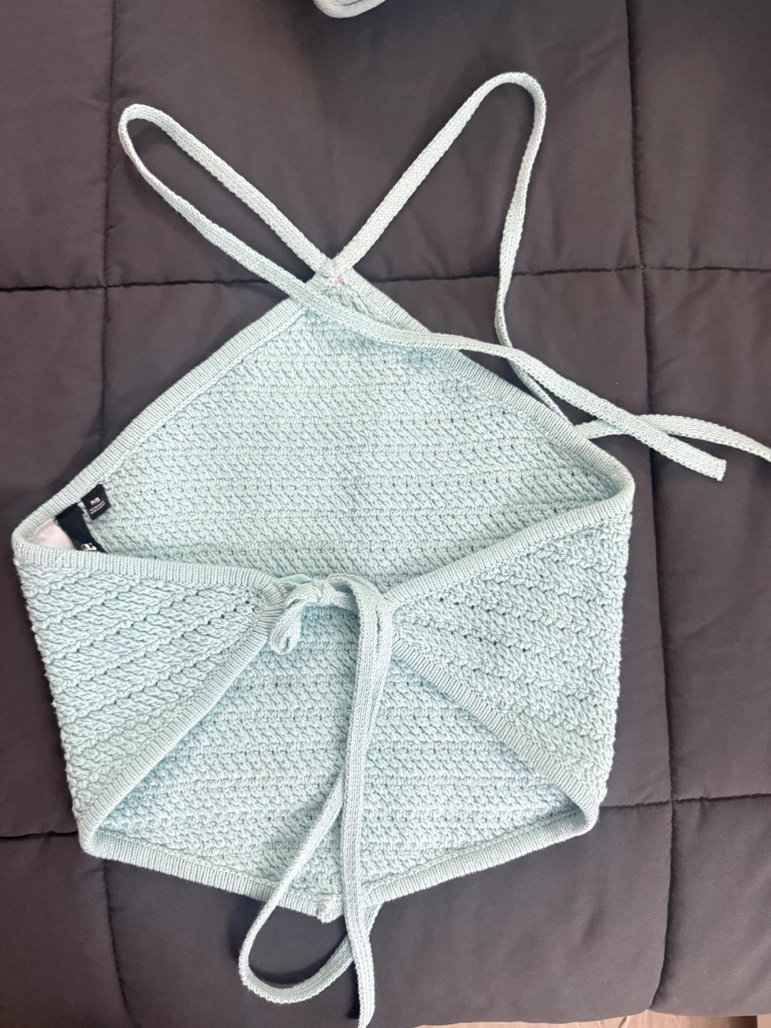 Crochet Light Blue Halter Crop Top