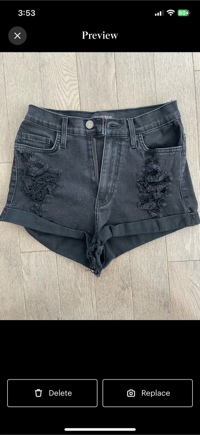 Fashion Nova Black Ripped Denim Shorts