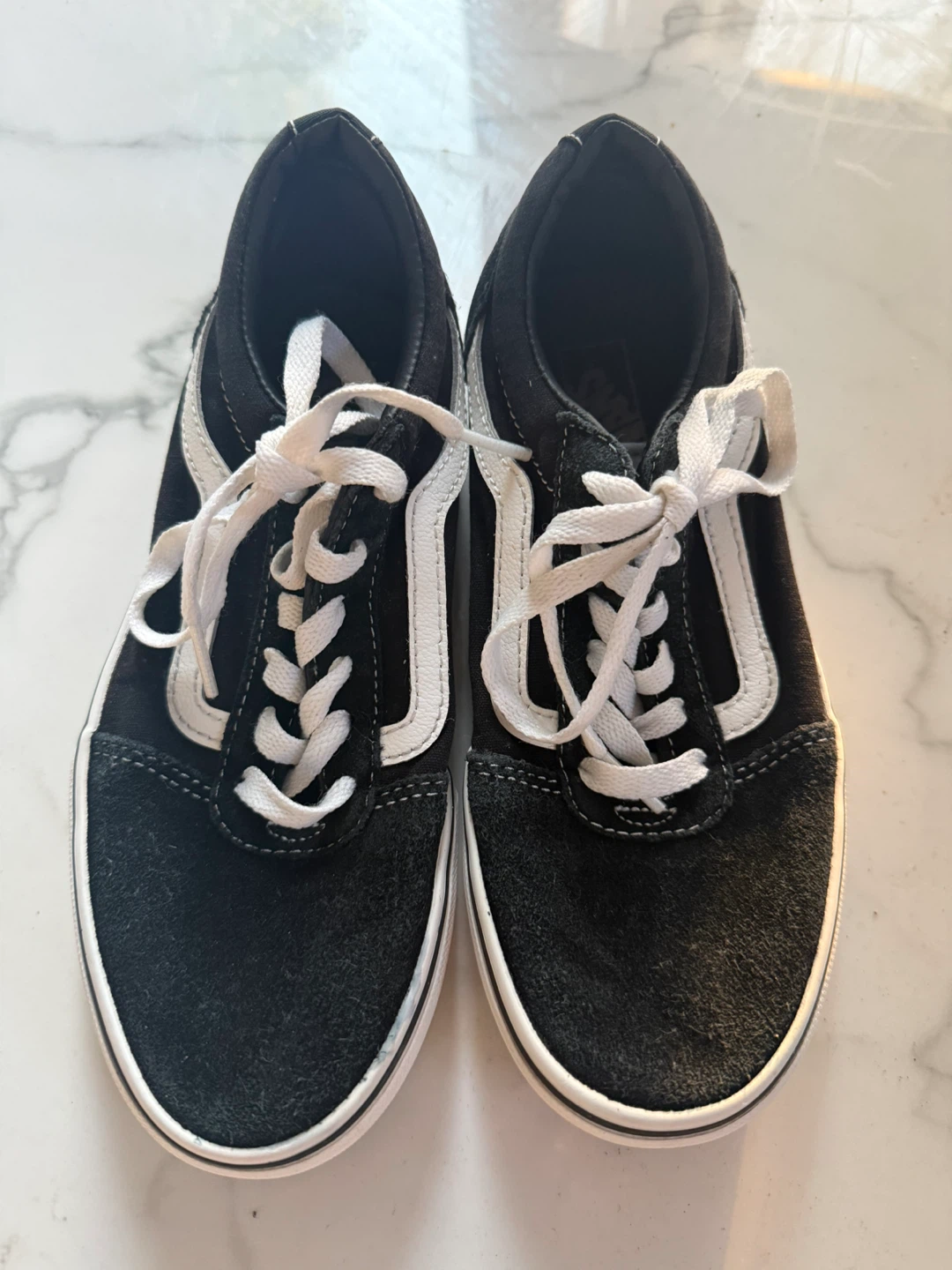Vans Old Skool Youth Shoes Black White Size 4