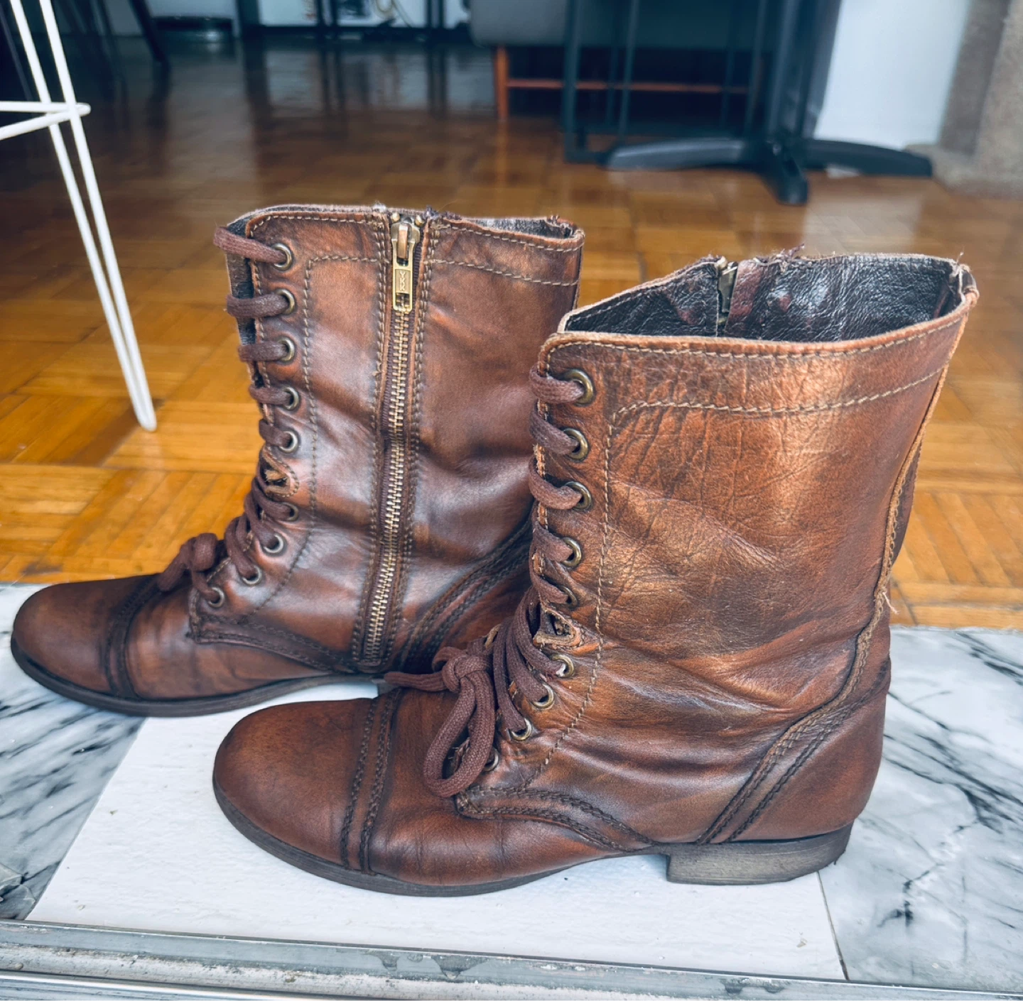 Brown Leather Lace-up Boots - photo 2