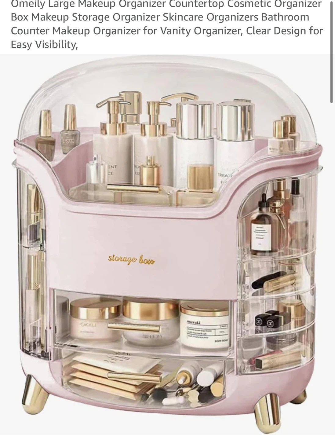 Large Makeup Organizer, Clear Dustproof Cosmetic Storage Box