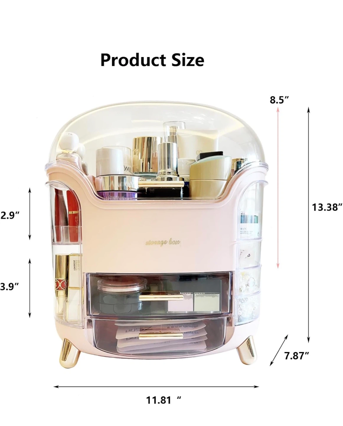 Large Makeup Organizer, Clear Dustproof Cosmetic Storage Box - photo 3
