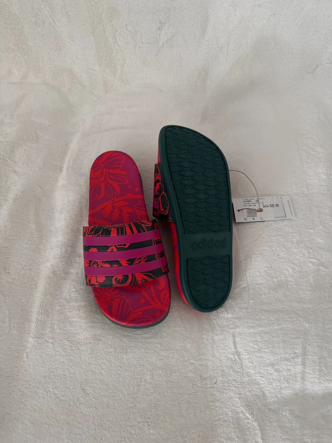 Adidas Adilette Comfort Slides Red/Purple Size 38 - photo 2