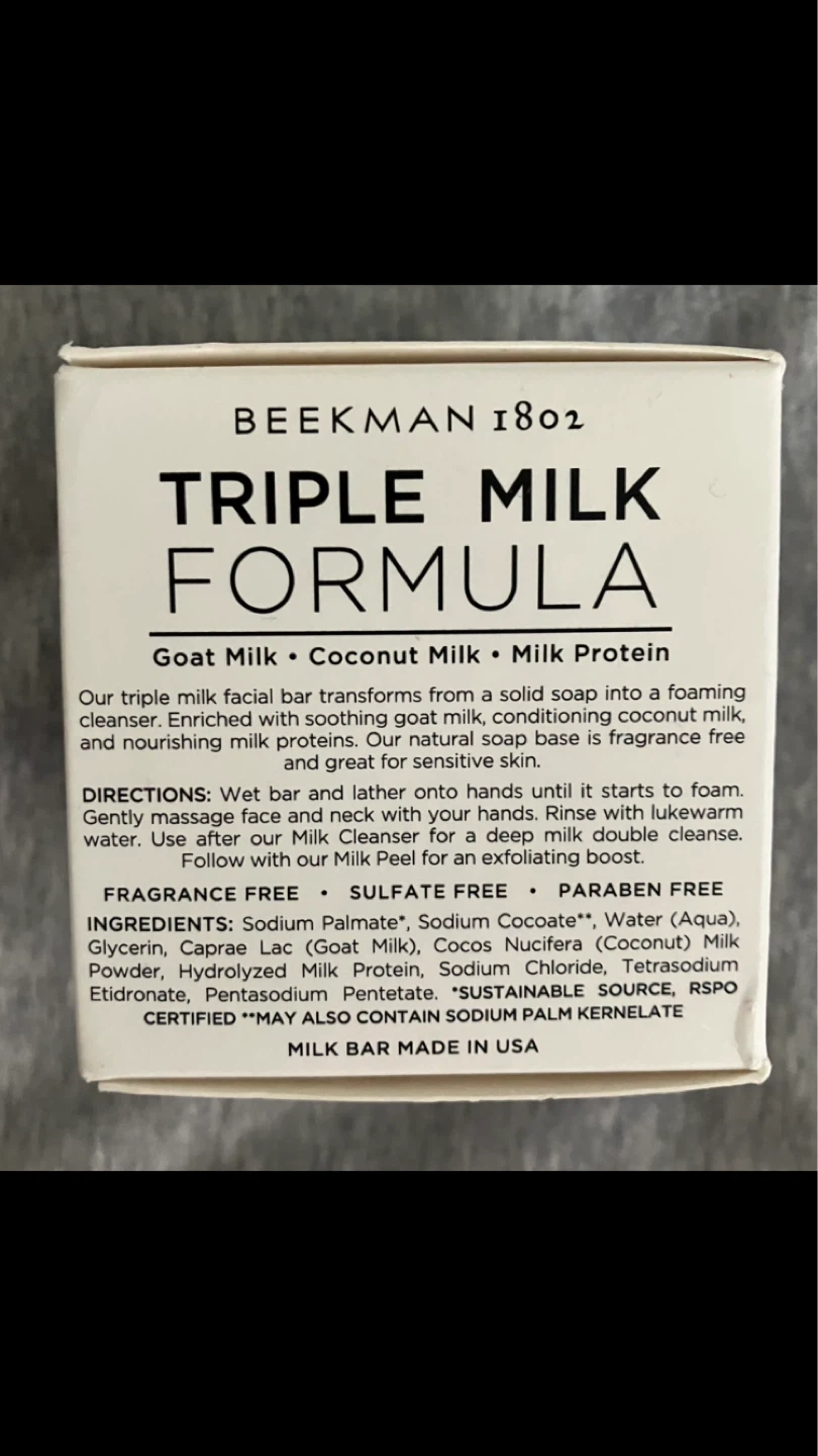 Beekman Triple Milk Unscented Goat Milk Facial Bar 3.5 oz 🐐🧼🥥🌴🥛🤍 - photo 4