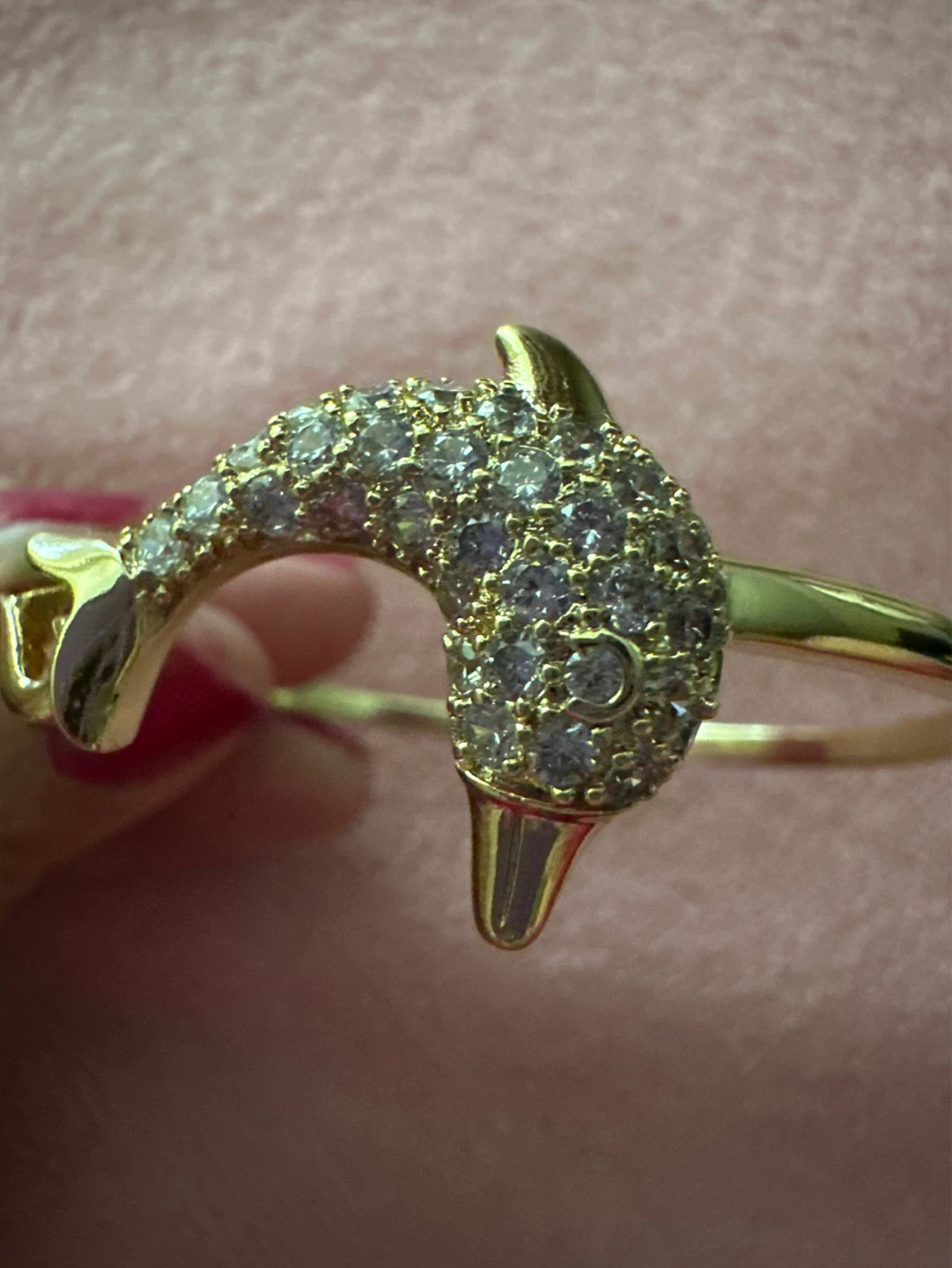 Dolphin Bangle Bracelet with Crystals