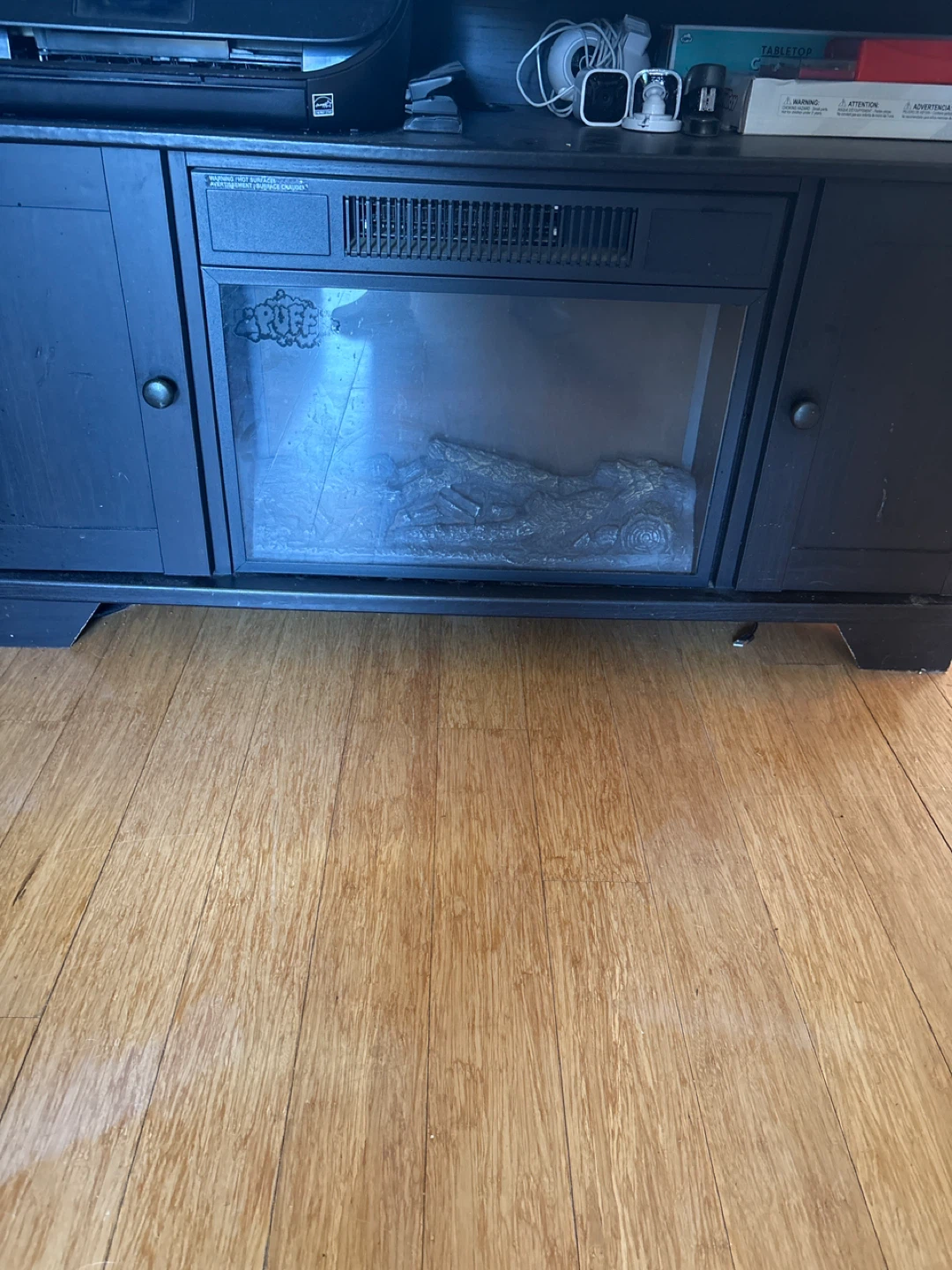 Black Electric Fireplace Media Console
