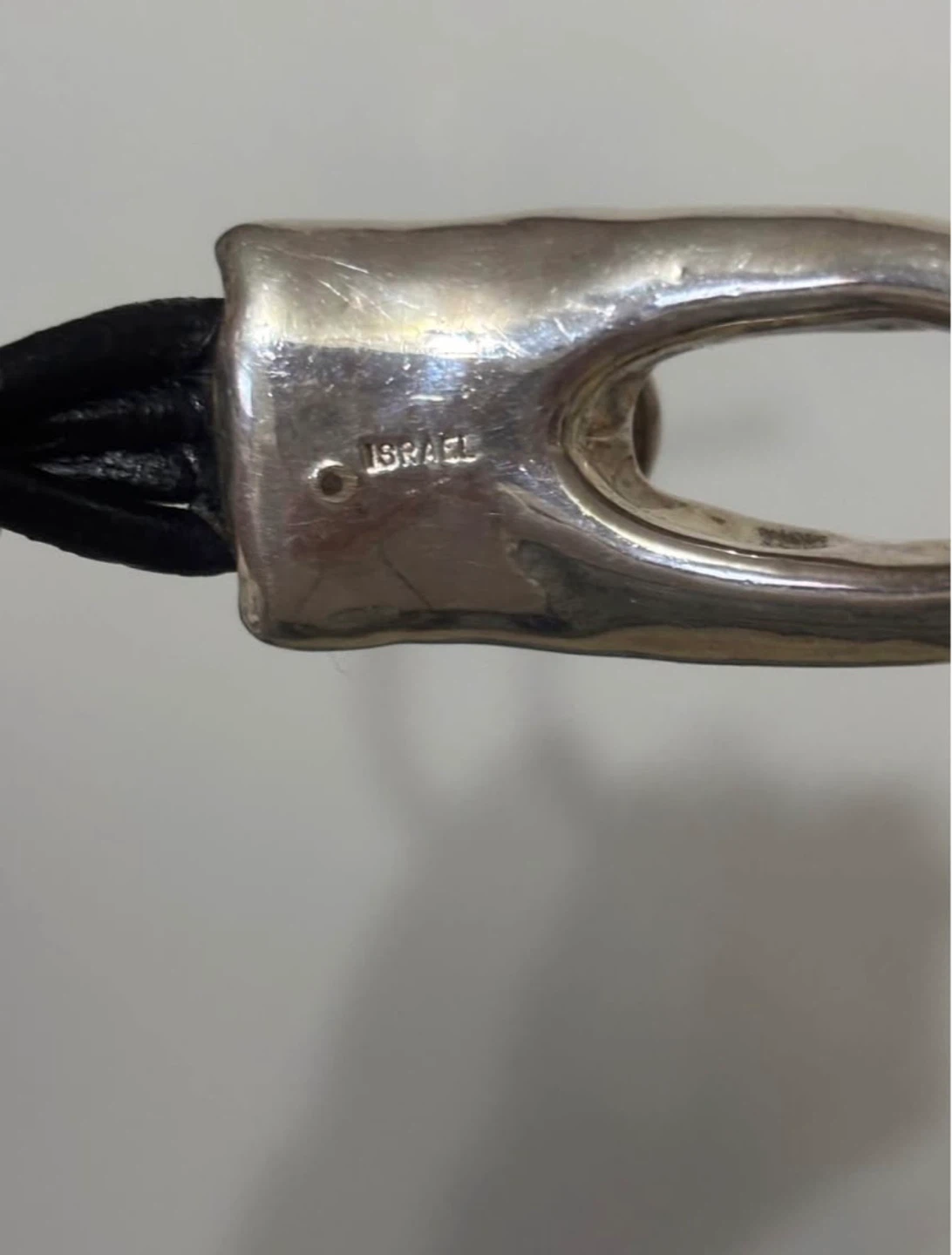 Israel Silver and Black Leather Pearl Bracelet - photo 4