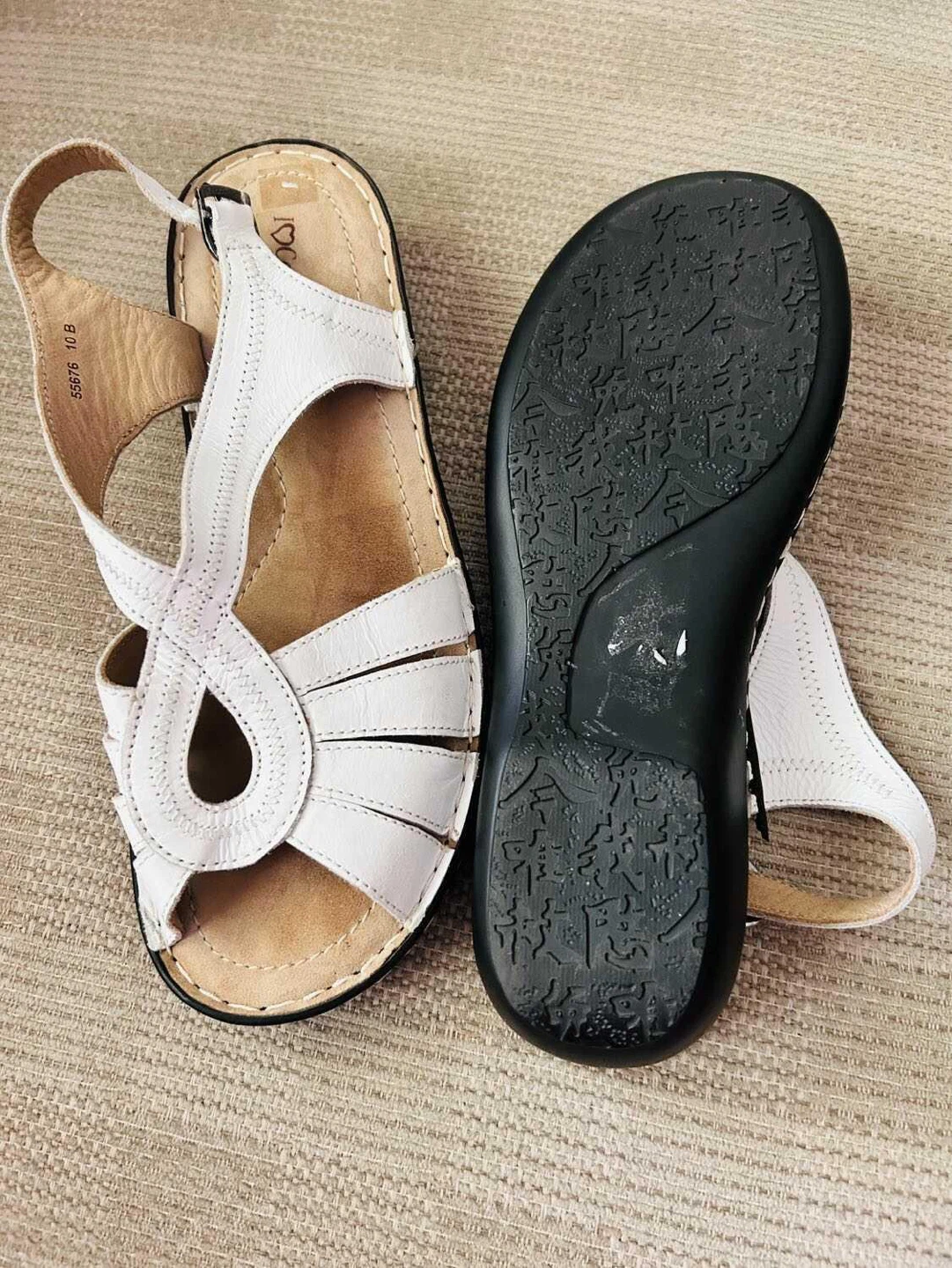 I ❤️Comfort white Leather Sandals