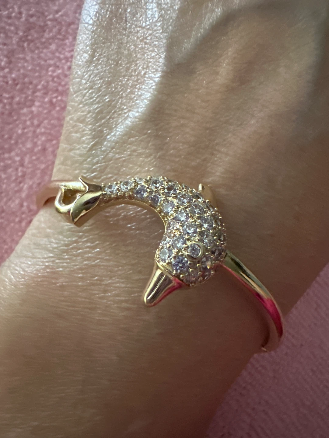 Dolphin Bangle Bracelet with Crystals - photo 4