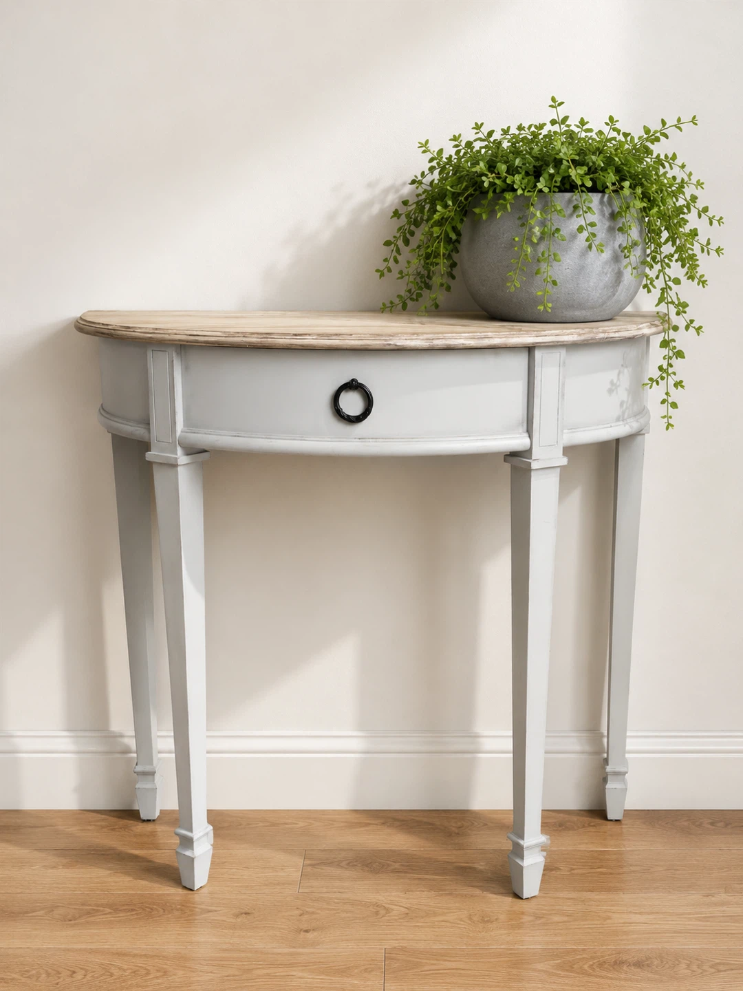 Half-Moon Console Table with Drawer