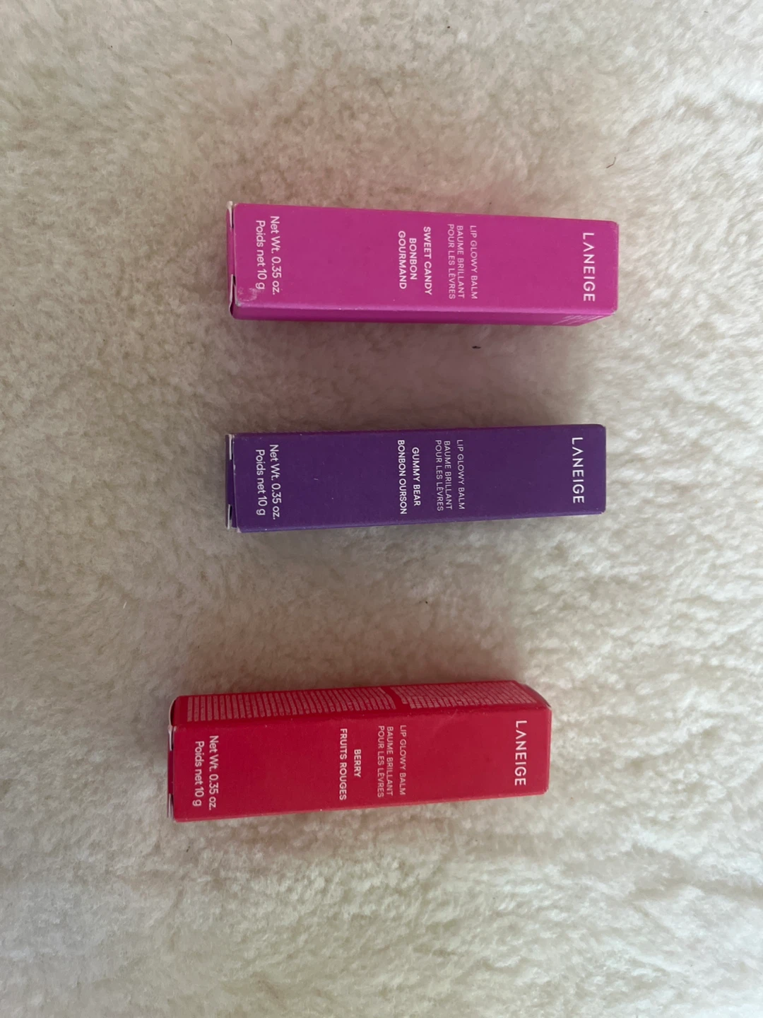 Laneige Lip Glowy Balm Set - Sweet Candy, Gummy Bear, Berry
