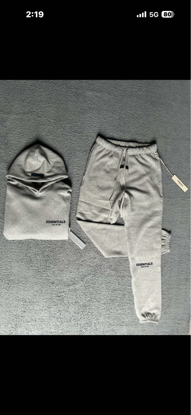 Fear of God Essentials Grey Hoodie and Sweatpants Set