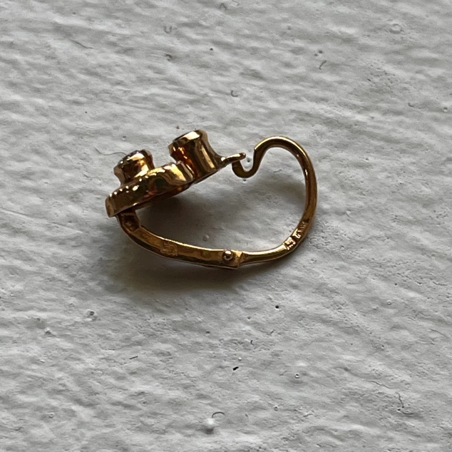 Gold 14 carat Heart Earrings with cubics zirconia - photo 3