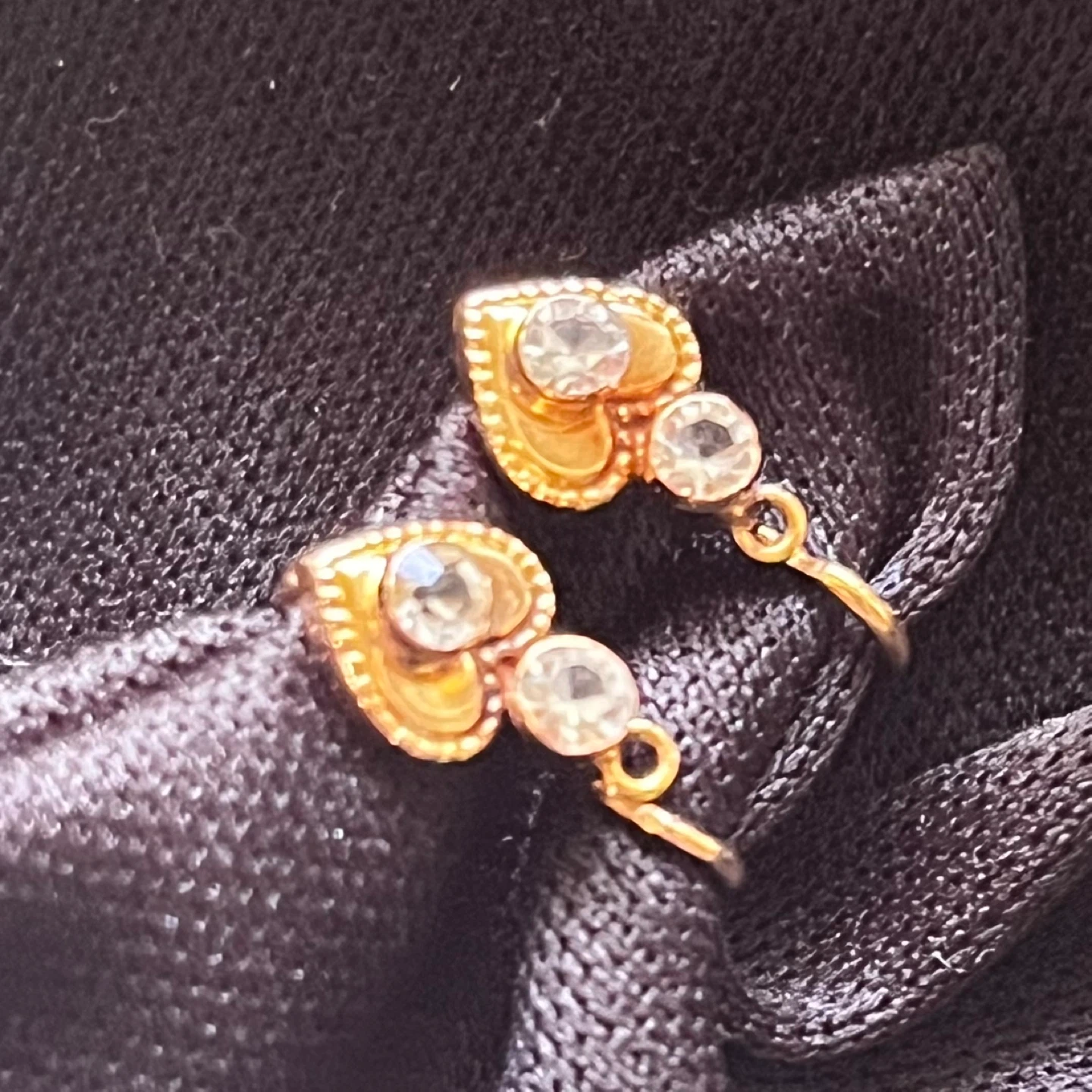 Gold 14 carat Heart Earrings with cubics zirconia