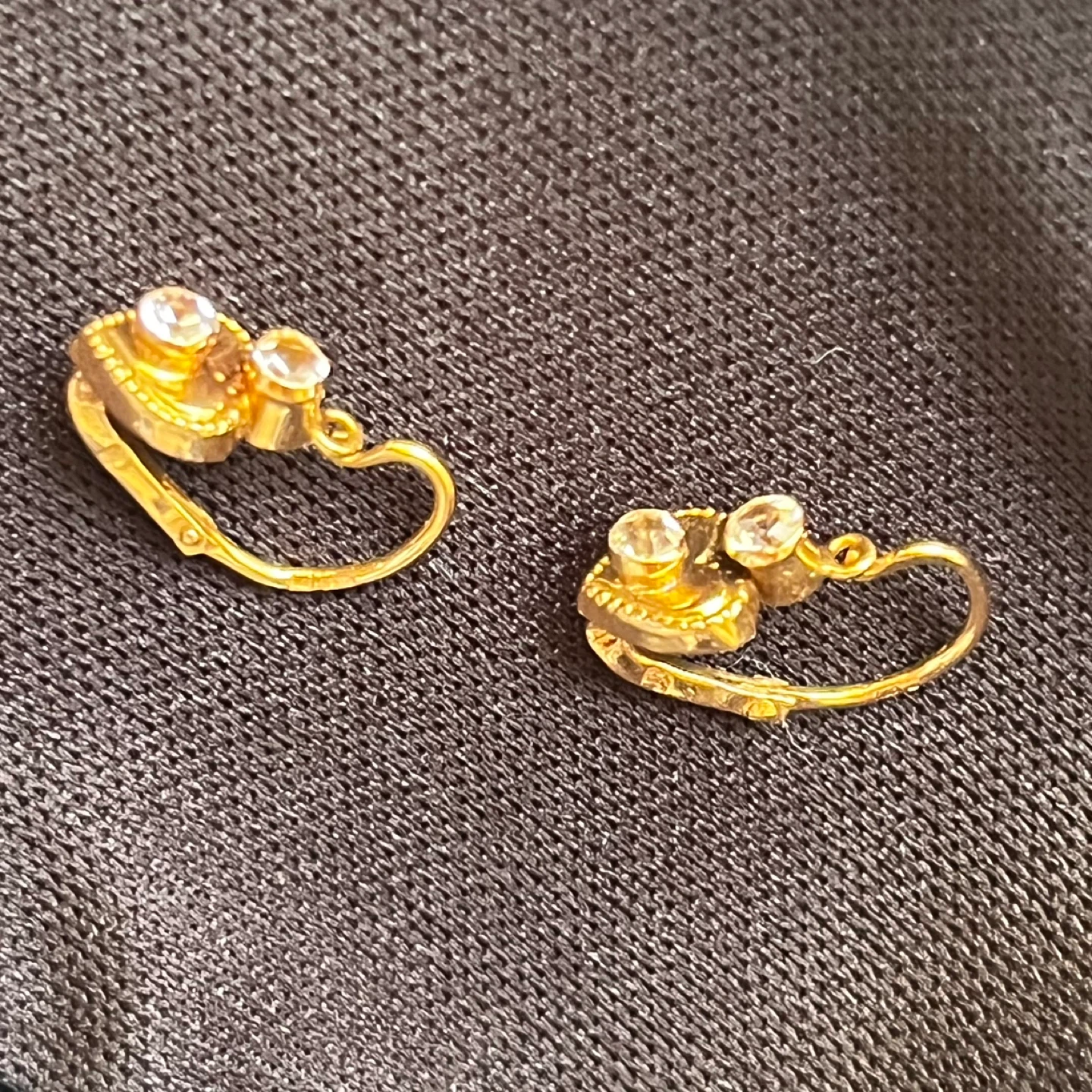 Gold 14 carat Heart Earrings with cubics zirconia - photo 2