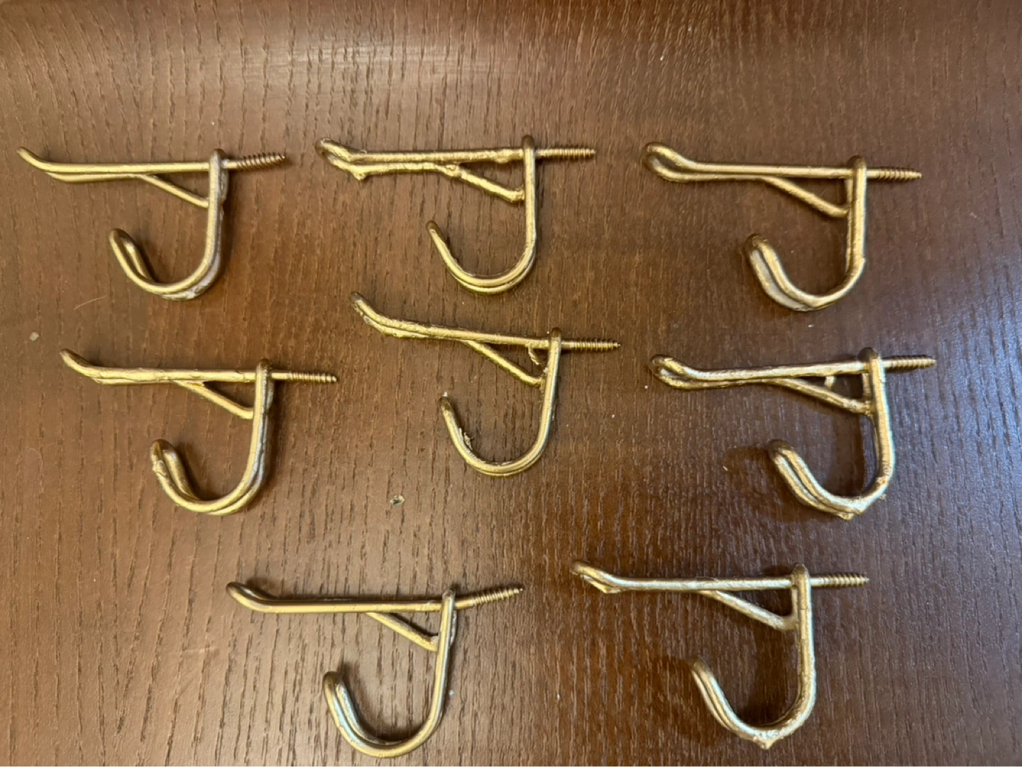 Set of 7 Brass Screw-in Hooks
