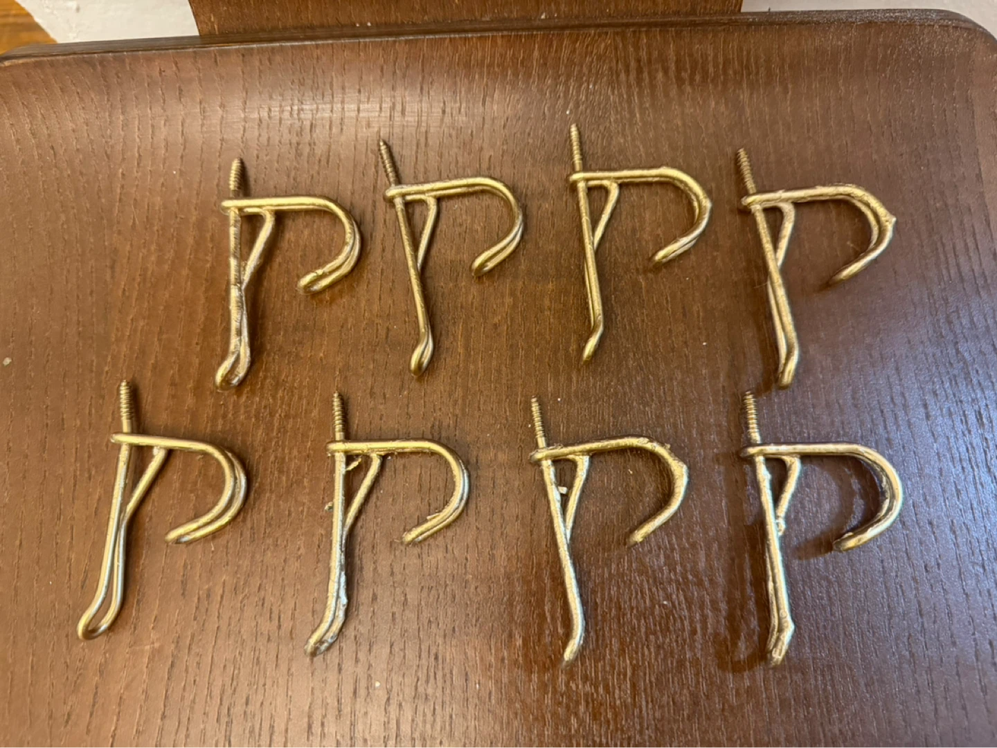 Set of 7 Brass Screw-in Hooks - photo 2