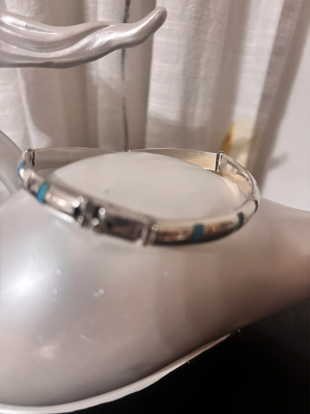 Sterling Silver Turquoise Inlay Bangle Bracelet - photo 2