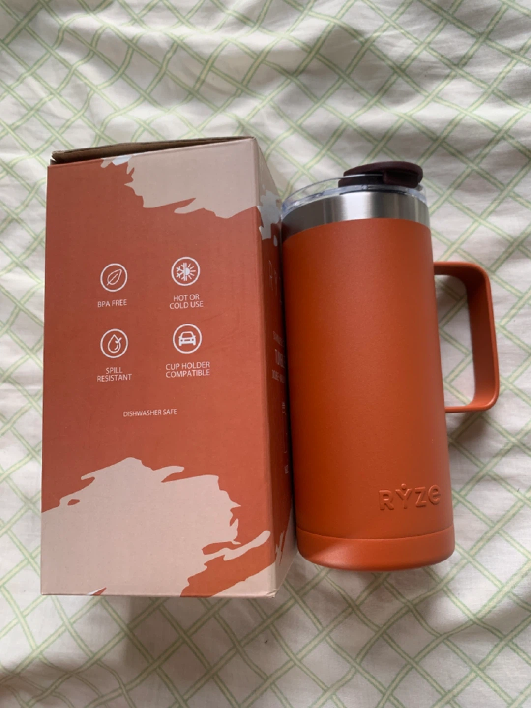 Ryze branded stainless steel tumbler 16 oz insulated Orange - photo 2