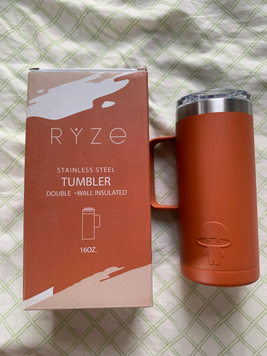 Ryze branded stainless steel tumbler 16 oz insulated Orange