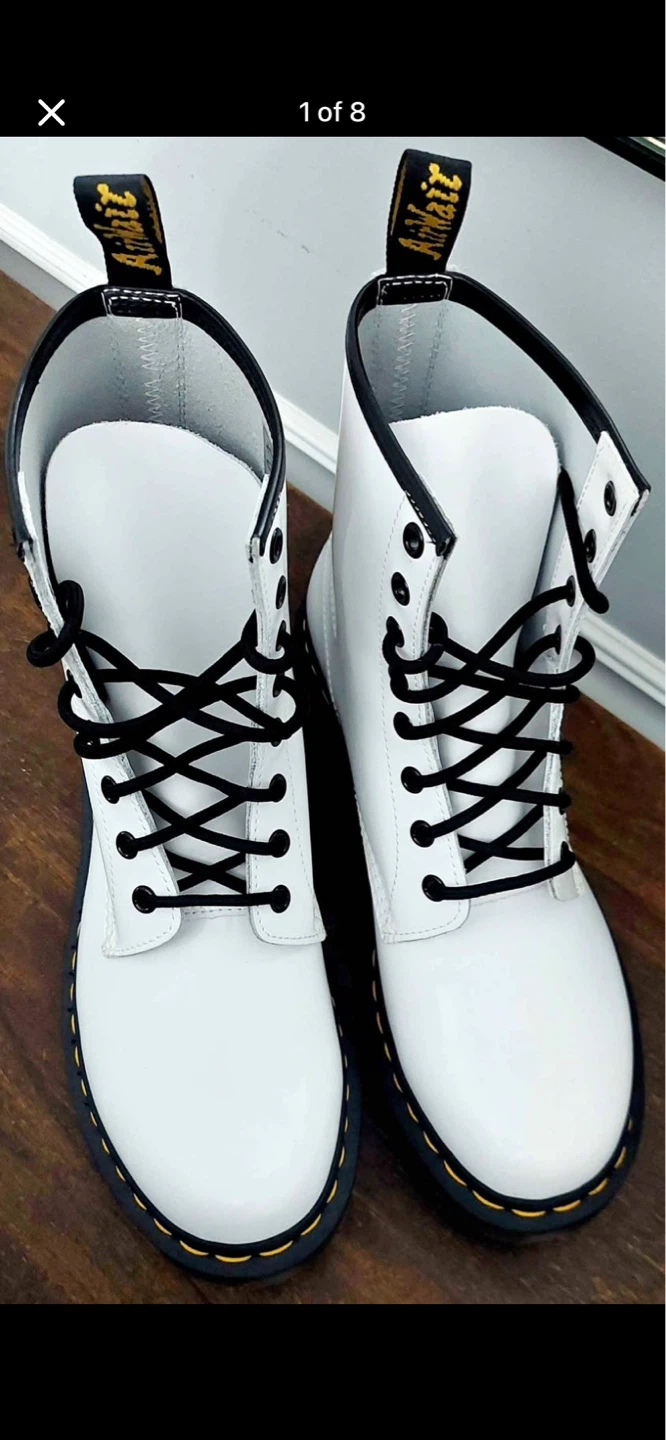 Brand New Dr. Martens 1460 White Patent Leather Boots