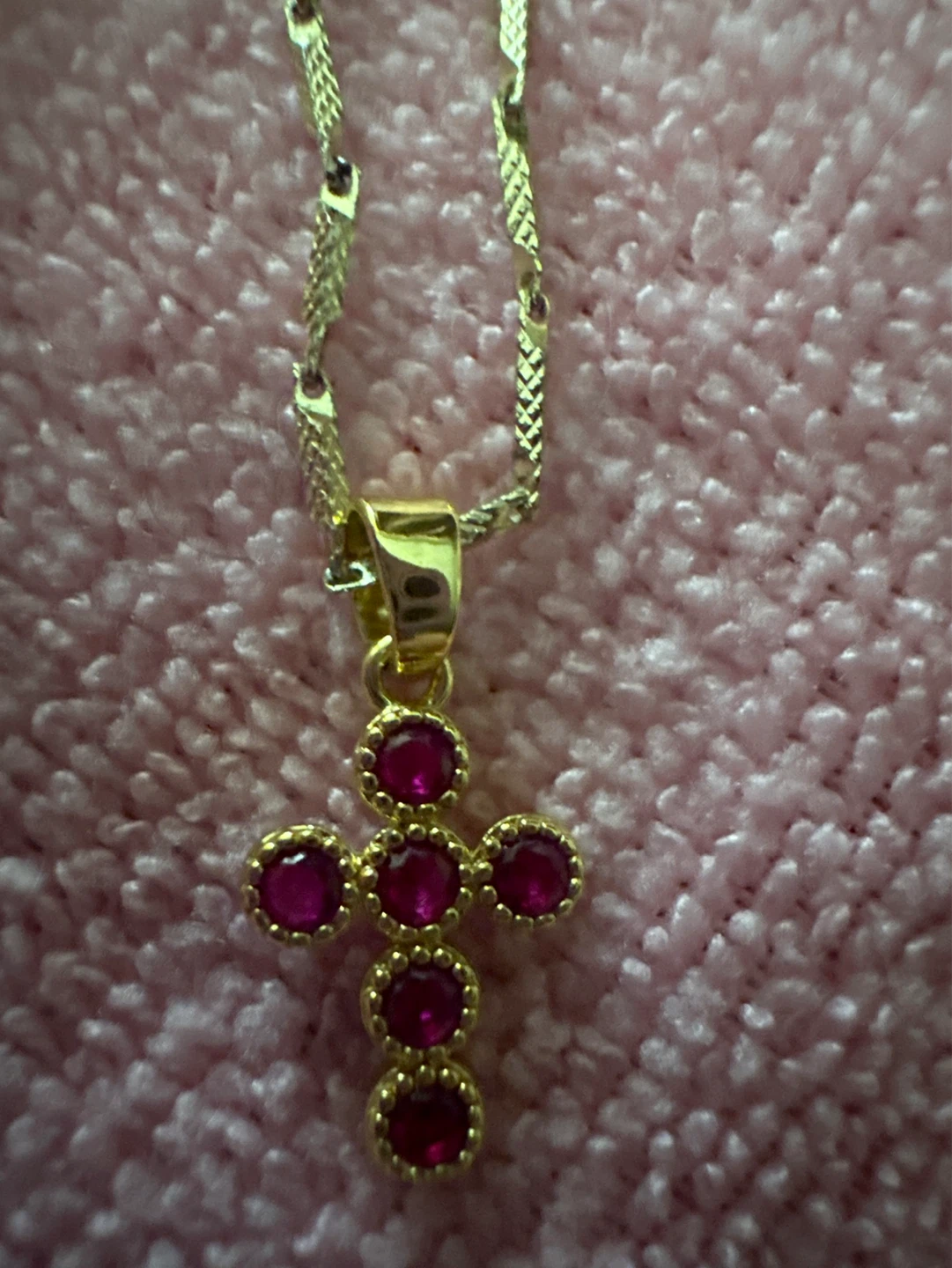 Gold Cross Necklace with Rubies - photo 3