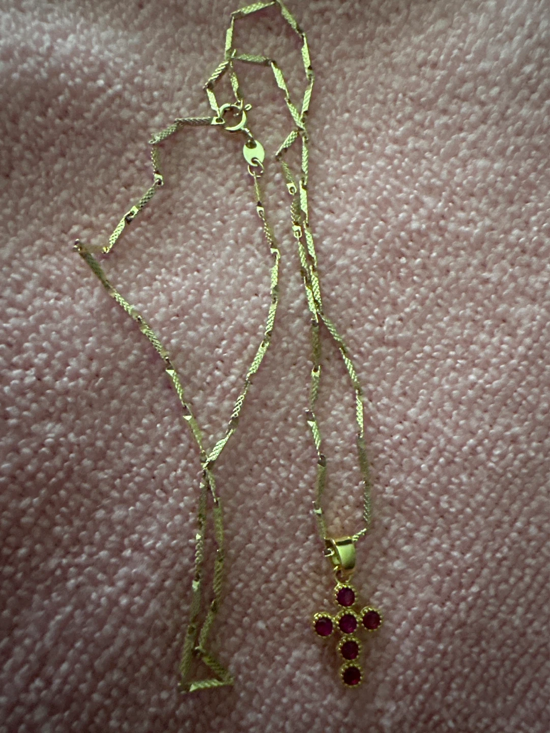 Gold Cross Necklace with Rubies - photo 2