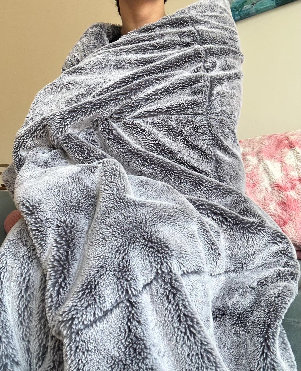 Lovesac Faux Fur Throw Blanket - Gray - photo 2