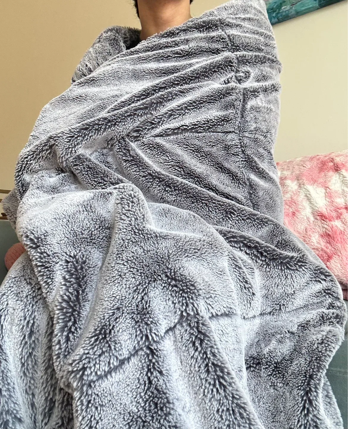 Lovesac Faux Fur Throw Blanket - Gray - photo 2