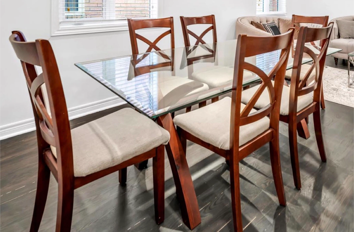 Glass Top Dining Table with 6 Chairs - photo 2