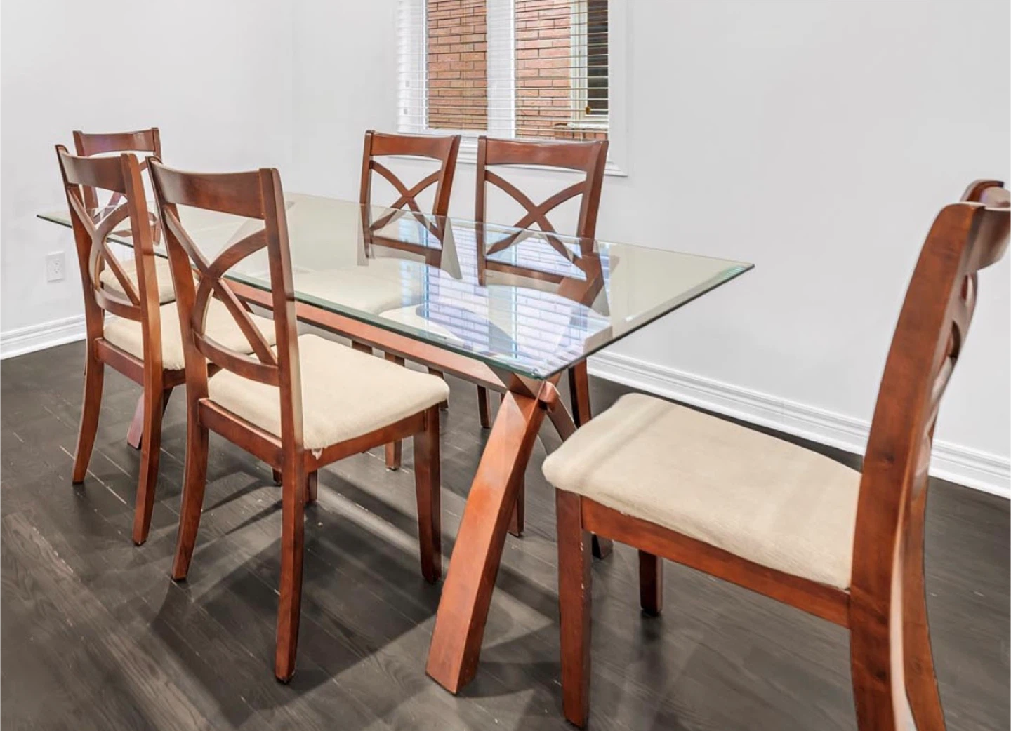Glass Top Dining Table with 6 Chairs