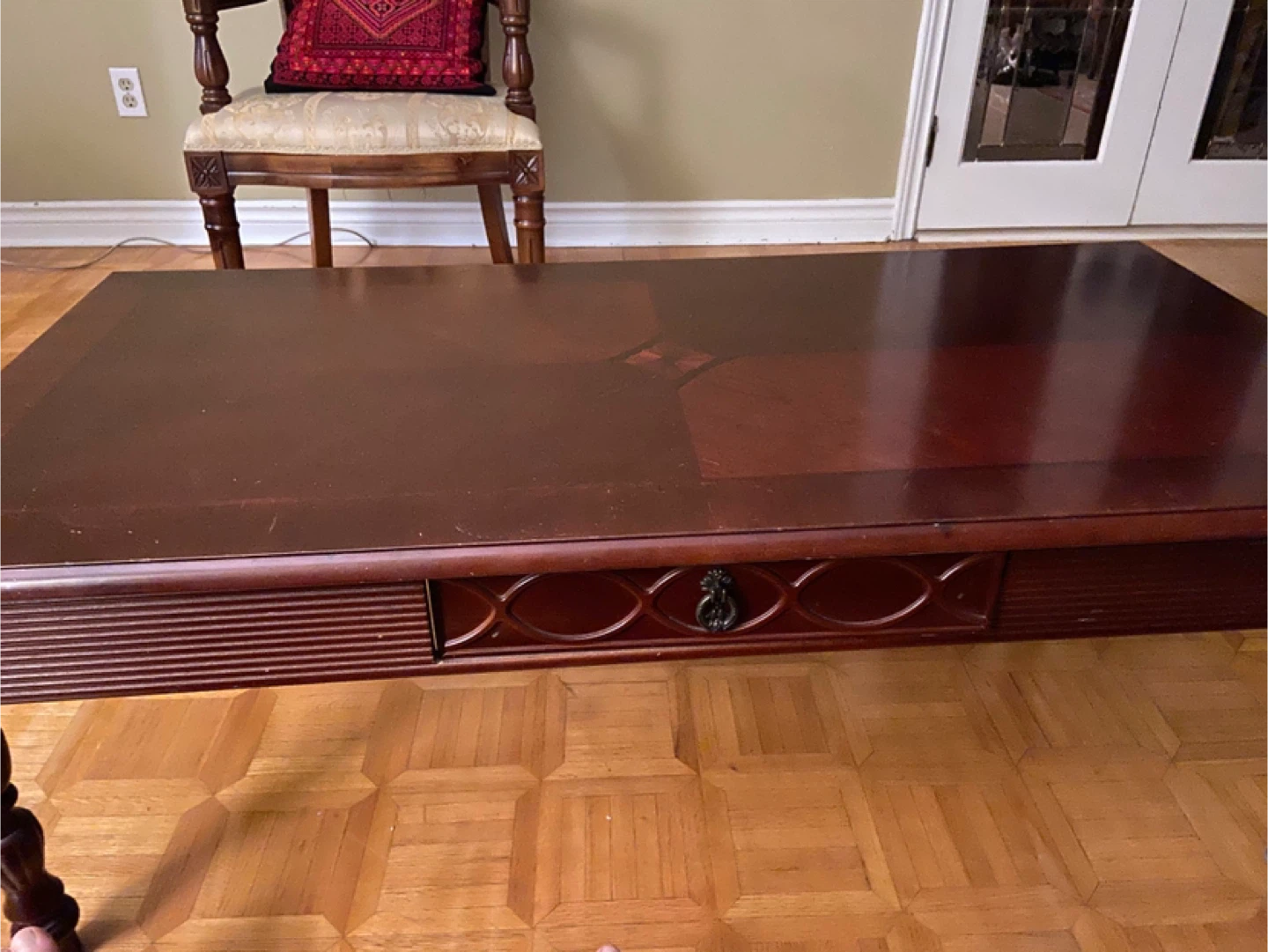 Dark Wood Coffee Table with Drawer - photo 2