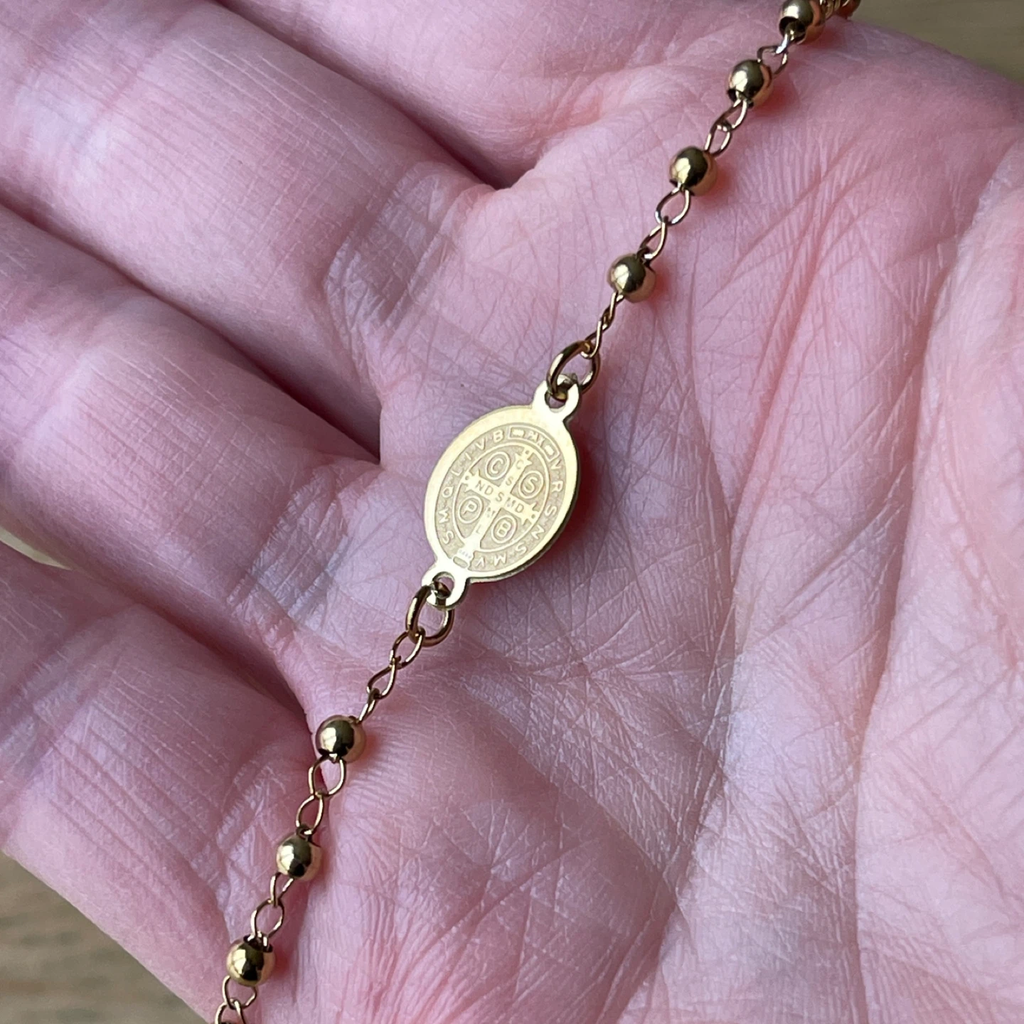 Saint Benedict stainless steel chain bracelet - photo 5