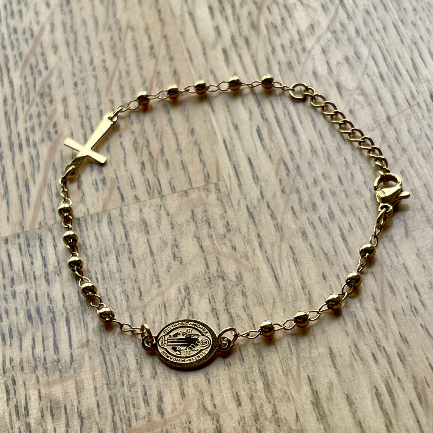 Saint Benedict stainless steel chain bracelet