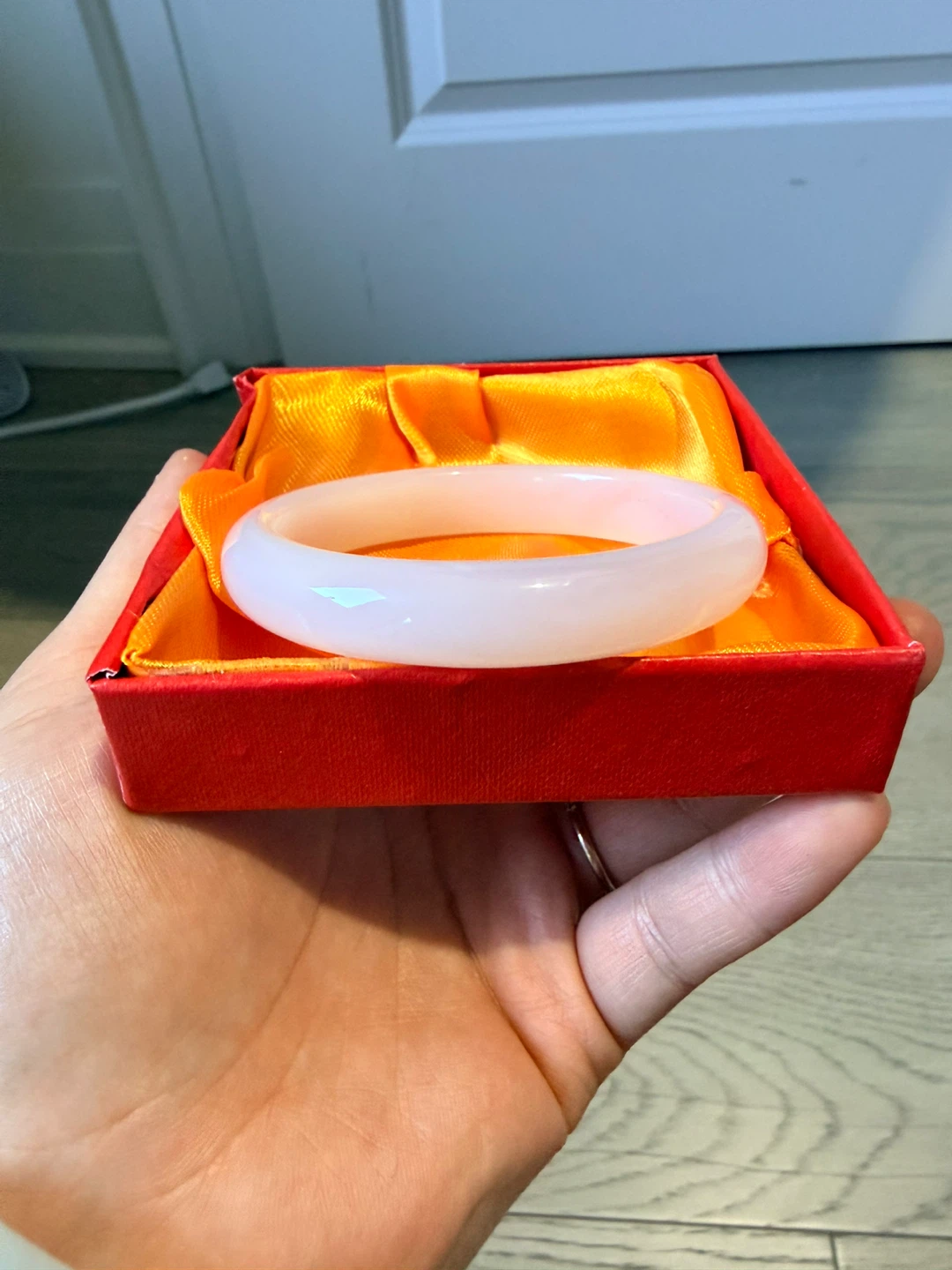 White Chalcedony Bangle Bracelet