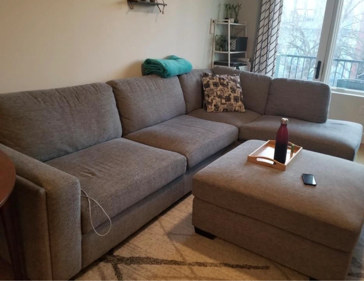 Gray Sectional Sofa with Ottoman - photo 3