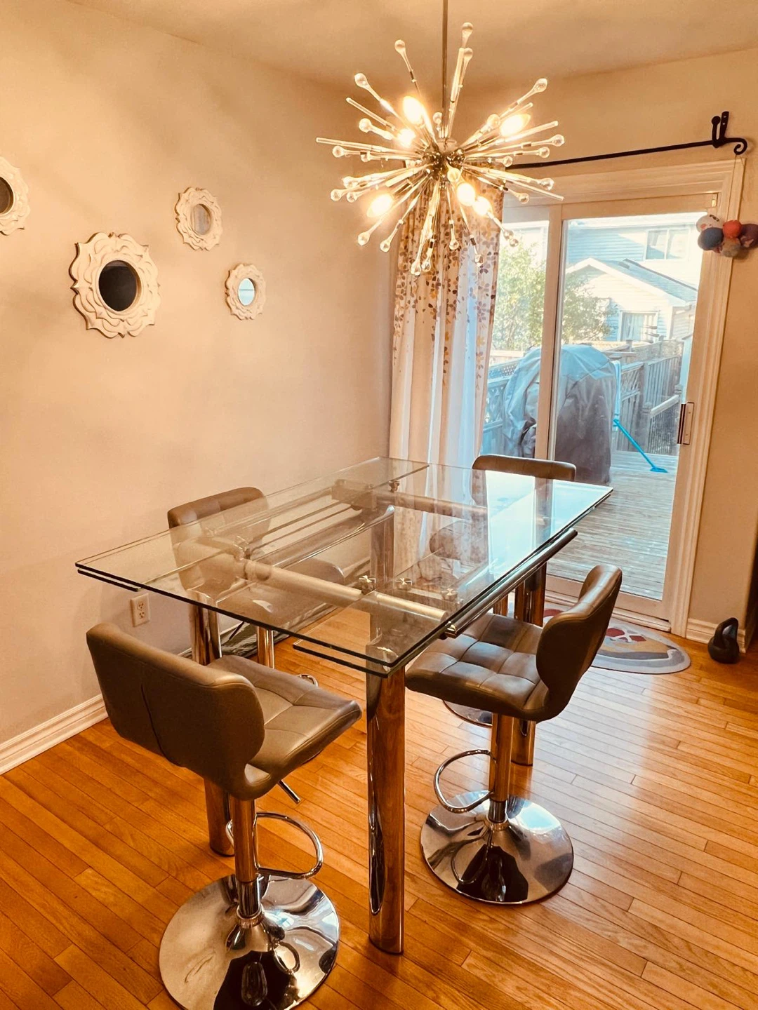 Glass Top Dining Table with Chrome Legs - photo 2