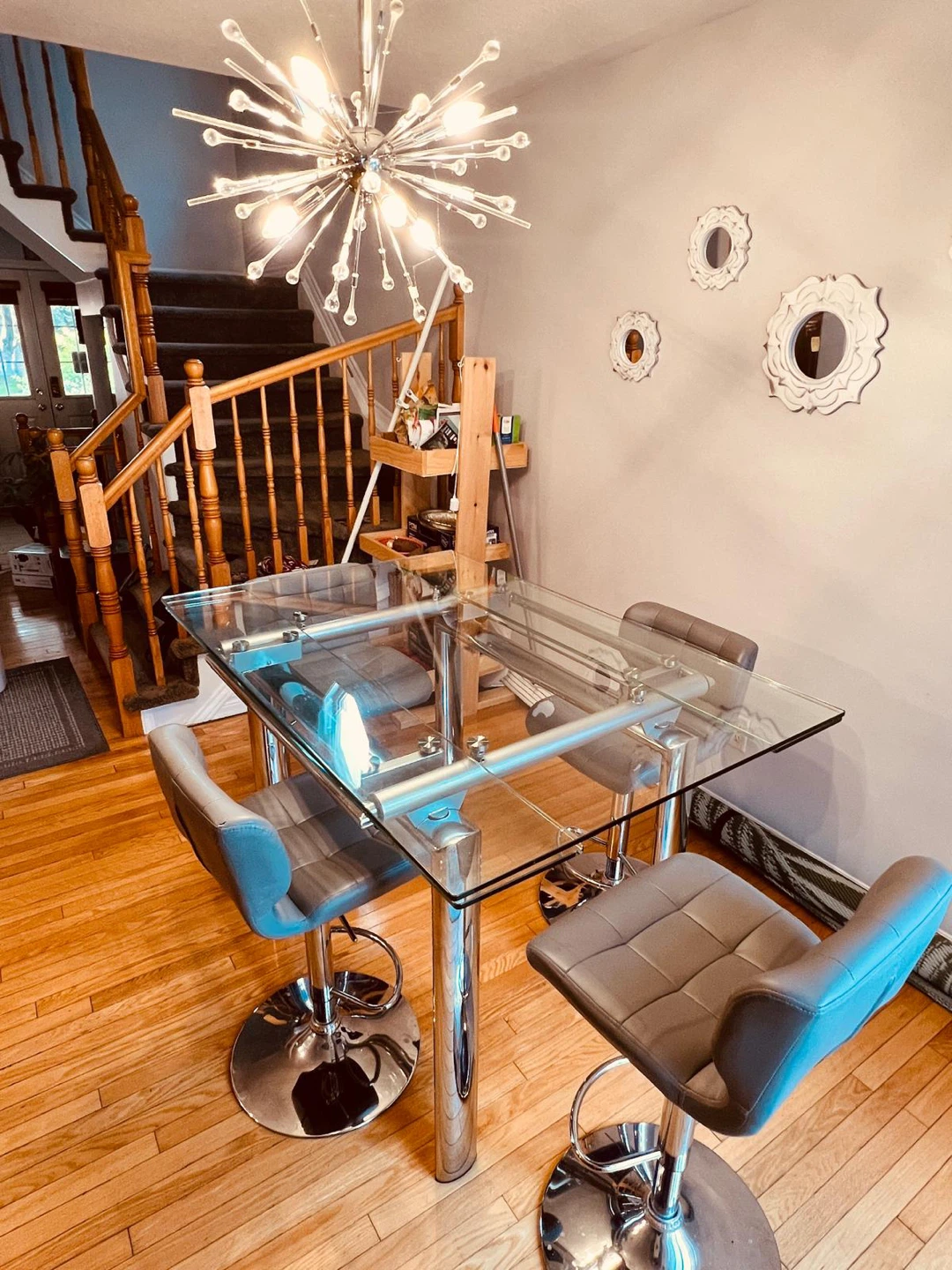 Glass Top Dining Table with Chrome Legs